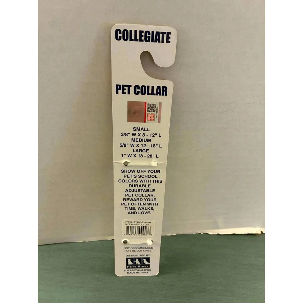 Pets First Syracuse University Dog Collar Small Orange New NCAA Collegiate SM